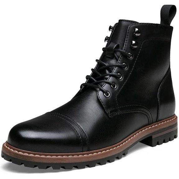 Jousen Men's Leather Cap Toe Casual Boots