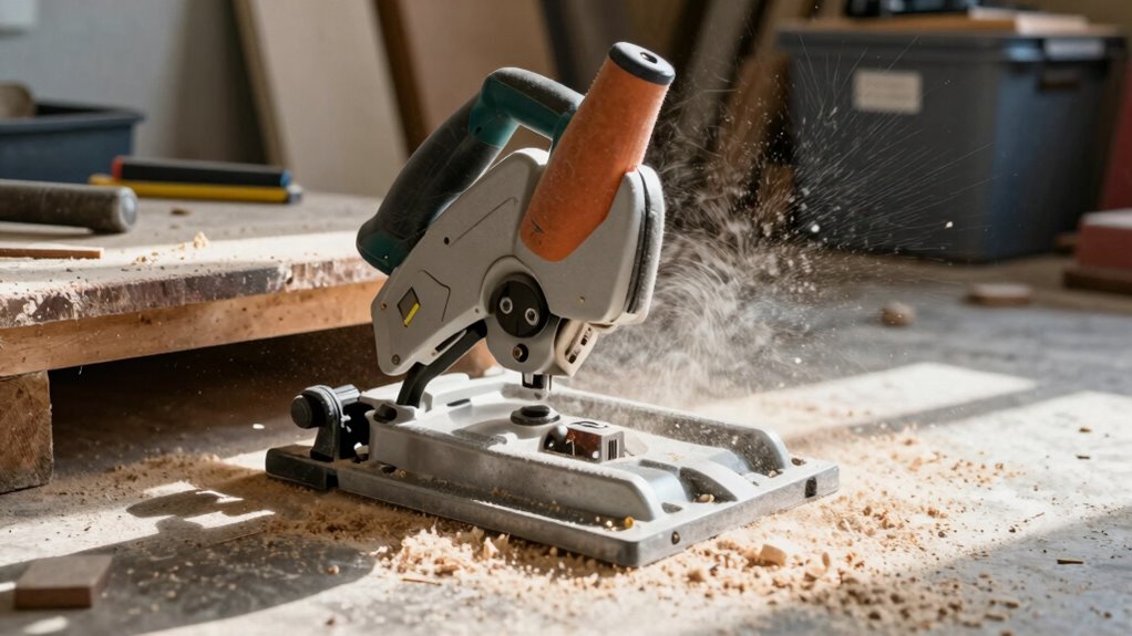 garage miter saw dust