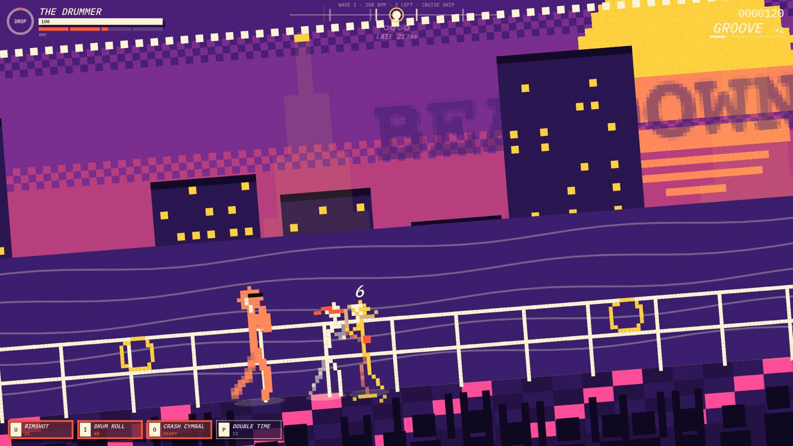 I Asked an AI to Make Its Own Stickman Game. By Evening It Had Built an Arcade. 14 Pixel-art cruise ship deck tilted to one side with fighters sliding